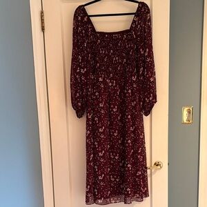 Madewell Smocked Dress with Sheer Balloon Sleeves